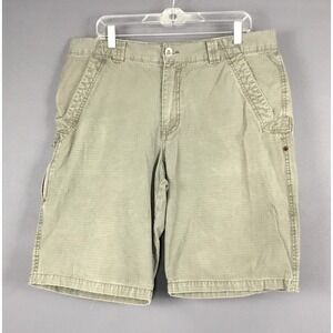 Burton Shorts Mens 36 Green Canvas Zip Pocket 12 Inseam Casual Summer Chino